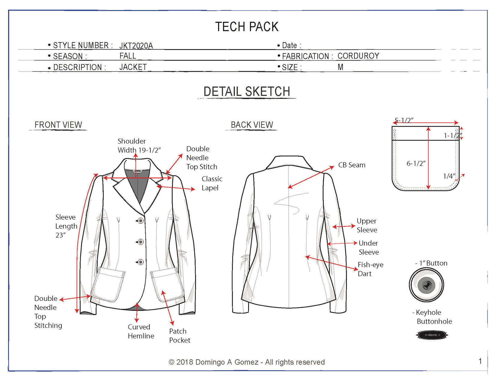 Jacket garment Domingo Gomez Tech Pack 2020 Page 2
